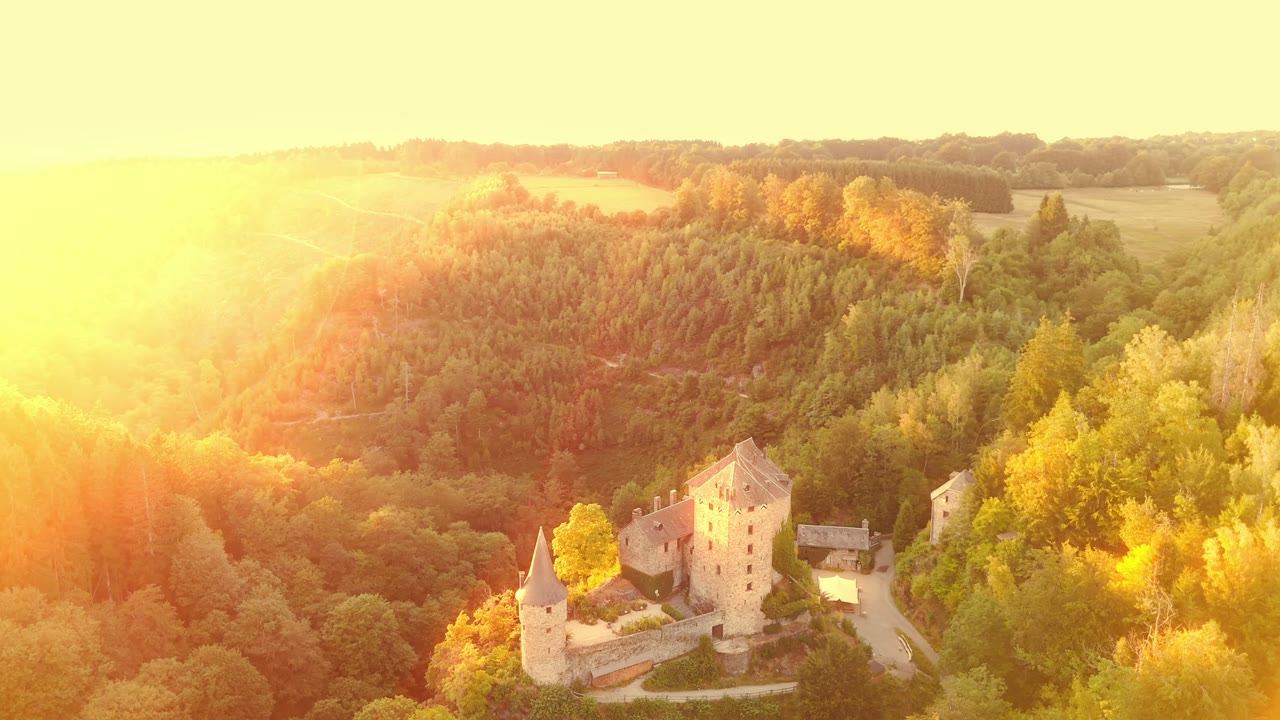 Drone shot of a building and its grounds, from our travel work